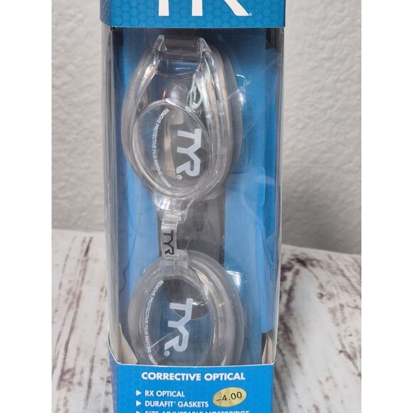 TYR Optic -4.00 Corrective Swim Goggles, Adult Fit Polycarbonate Lenses NIB - Picture 3 of 8